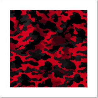 BLACK AND RED CAMO DESIGN Posters and Art